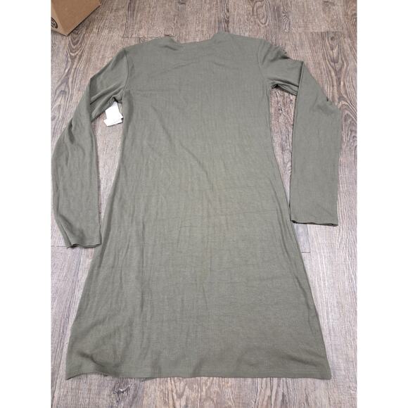 BP NWT Ribbed Soft Flowy Long Sleeve Thin Stretch Dress Size Small Olive Green - Picture 5 of 5